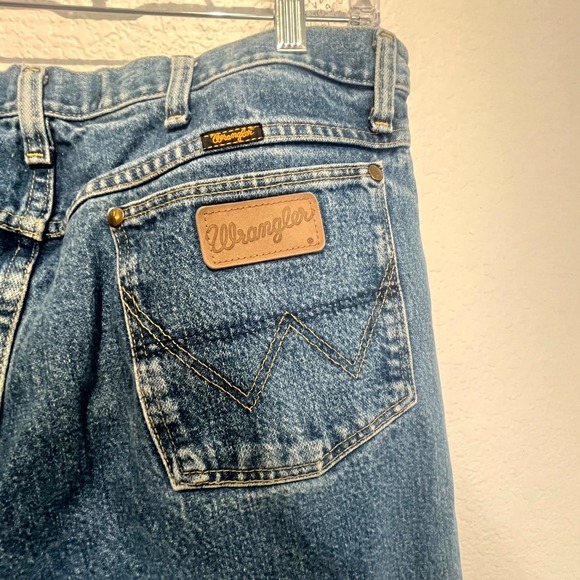 Wrangler George Strait Cowboy Cut Jeans Mens 35x36 Blue Denim Logo‎ Relaxed Fit - Picture 11 of 16